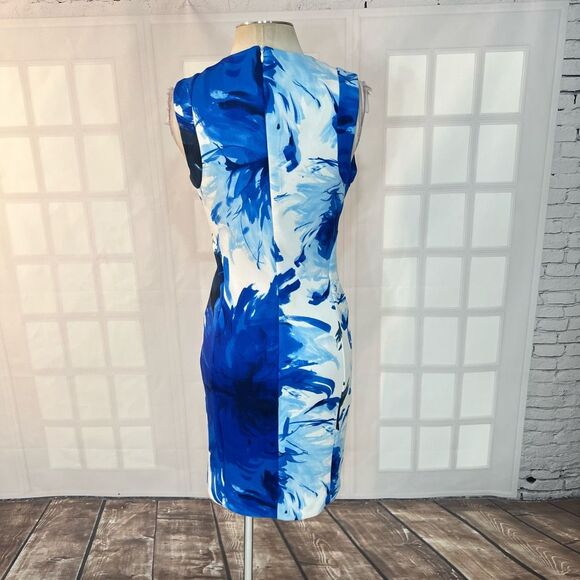 Carmen Carmen Marc valvo blue white print sheath dress size small - Picture 5 of 9